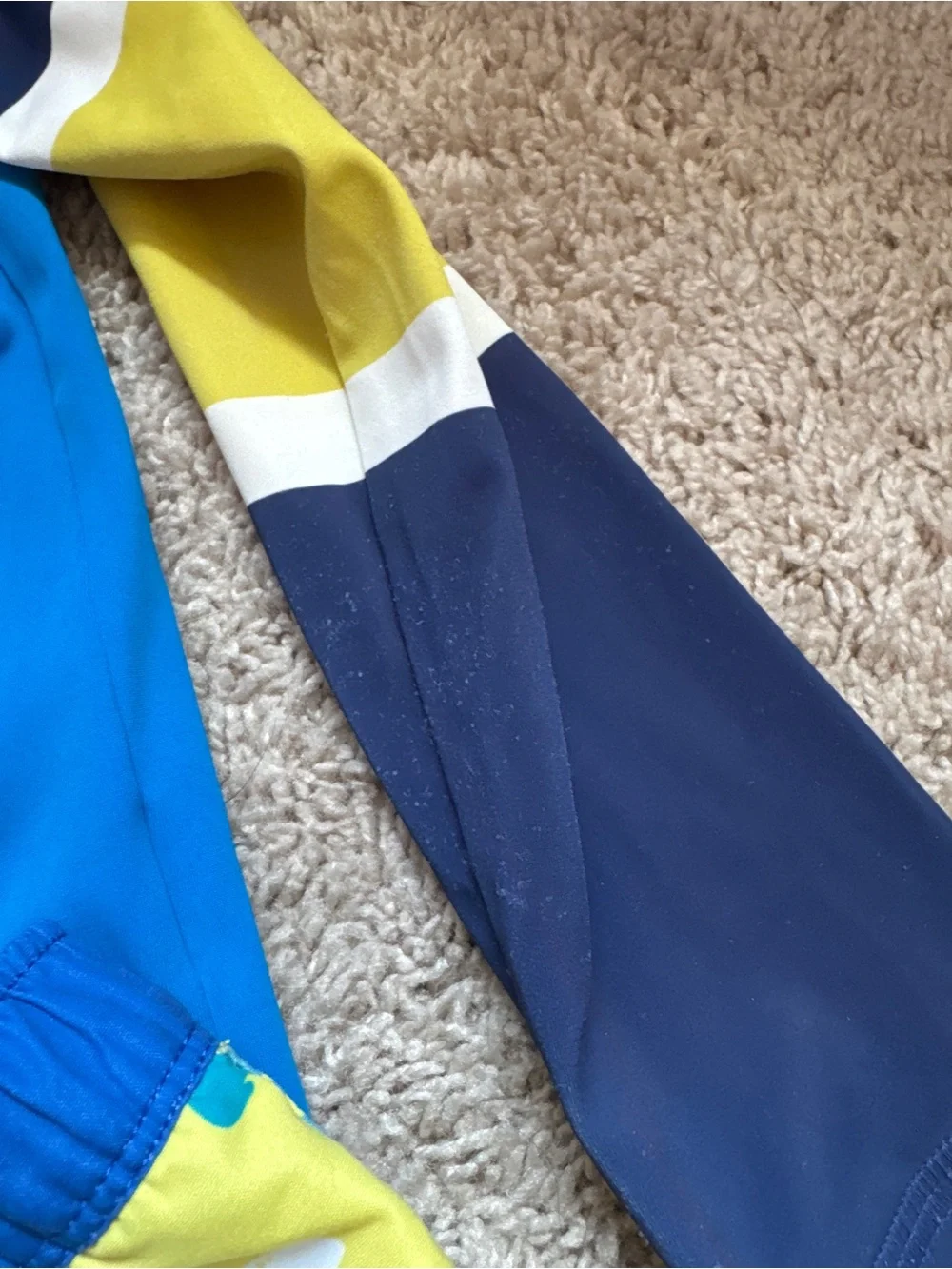 Mini Boden Kids Blue Rash Guard with Yellow Turtle Swim Shorts